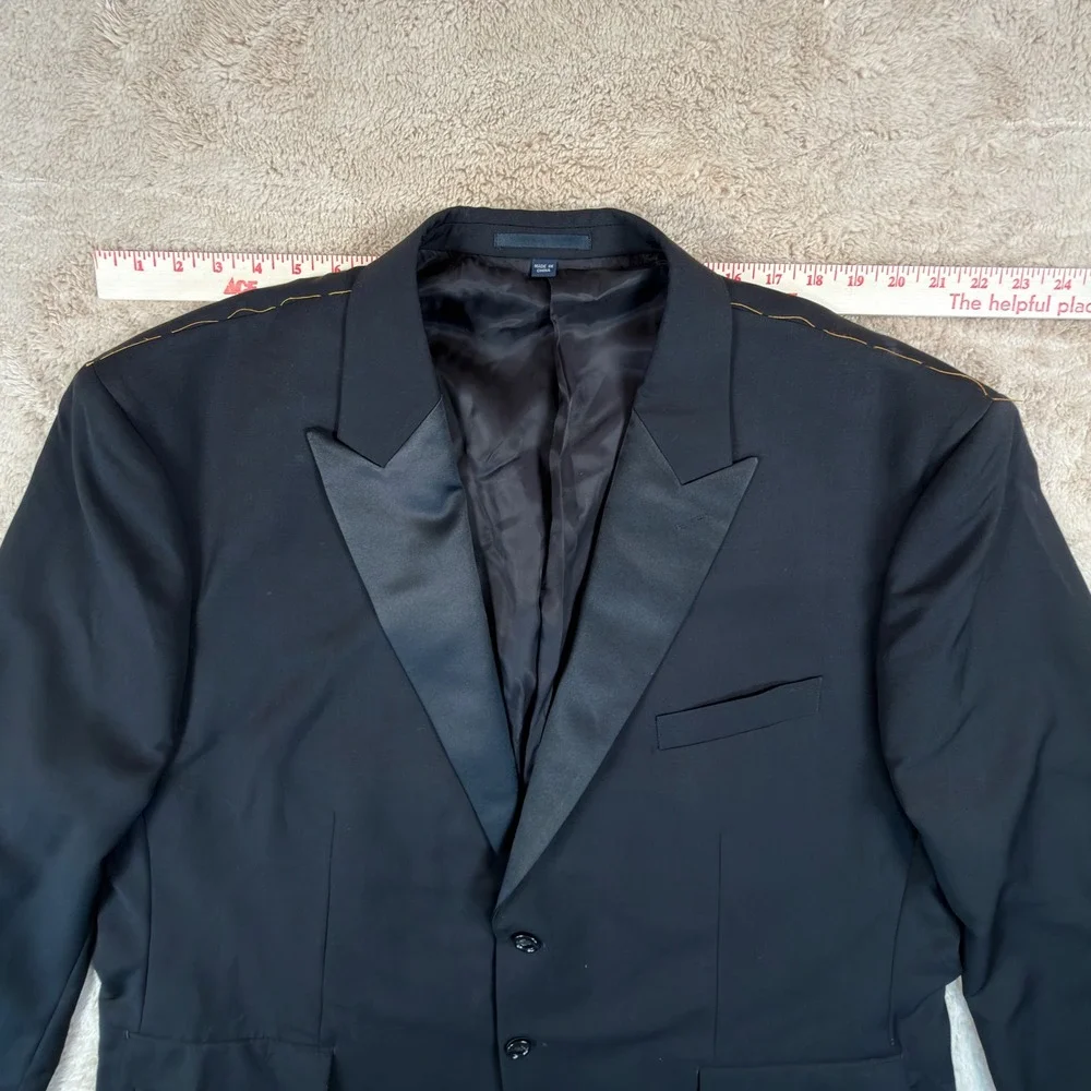 J.Crew Mens 52R Crosby Tuxedo Jacket Black Italian Wool Peak Lapel BM180 NEW